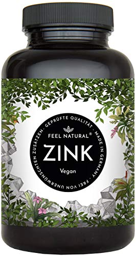 Zink Tabletten - 365 Stück. Hochdosiert mit 25mg je Tagesdosis. Laborgeprüft, ohne Zusätze wie Magnesiumstearat. Hergestellt in Deutschland und vegan