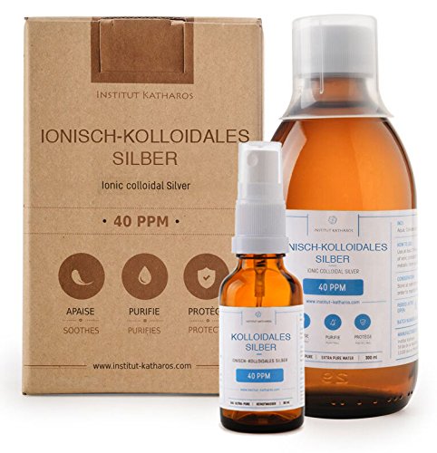 Kolloidales Silber 100% natürlich (300 ml) : Hohe Konzentration von 40 PPM für die besten Ergebnisse. Reinste Lösung auf dem Markt mit gratis 30 ml Nachfüllspray.