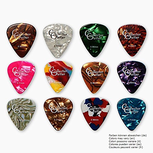 CollectorGuitar Plektren - 3 verschiedene Stärken - je 4x 0,46mm, 0,71mm, 0,96mm (12 Plektren)