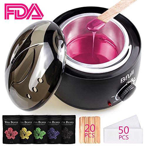 Wachswärmer, BFull Wachserhitzer Set für die Haarentfernung mit 5 Tüten an Bohnen aus Hartwachs-Kügelchen, 20teilige Applikatoren für das Wachs & 50teilige Wachspflaster, Schmerzfrei waxing kit Zuhause Salon Mann Frau, Achselhöhle Beine Bikini