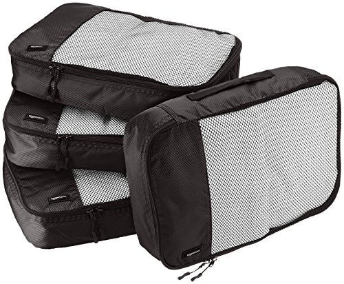 AmazonBasics Mittelgroße Kleidertaschen, 4 Stück, Schwarz