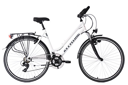 KS Cycling Damen Trekkingrad Alu-Rahmen Metropolis RH 53 cm Multipositionslenker Fahrrad, Weiß, 28