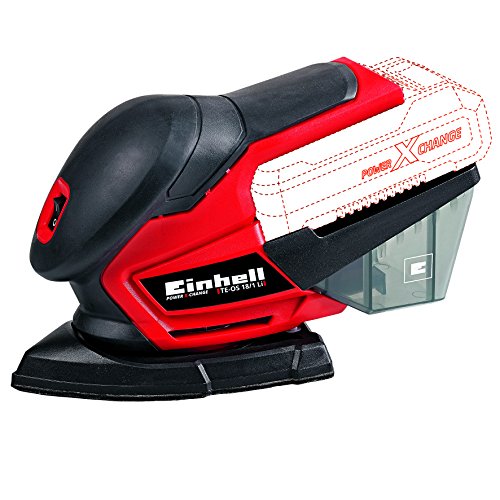 Einhell Akku Multischleifer TE-OS 18/1 Li Solo Power X-Change (Lithium Ionen, 18 V, Schleiffläche 104 cm², Staubfangbox und Absaugadapter, inkl. 6 Schleifpapiere, ohne Akku und Ladegerät)