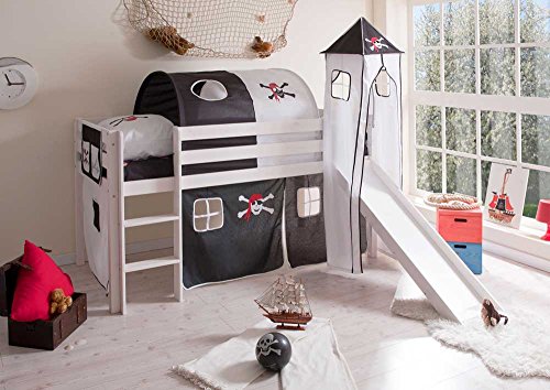 Pharao24 Piratenbett Hochbett weiß schwarz Lasse