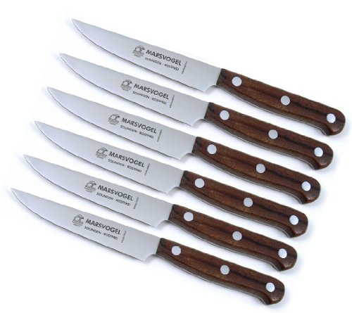 6 Stück Brotzeitmesser Bubinga # 82 45 01 Marsvogel Solingen Solinger Dünnschliff