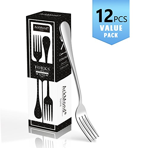 AckMond 12-teilig (20 cm) Edelstahl Abendessen Gabeln Tisch Gabeln Tafelgabeln, schwere Pflicht und Spiegel Polieren Gabeln Set