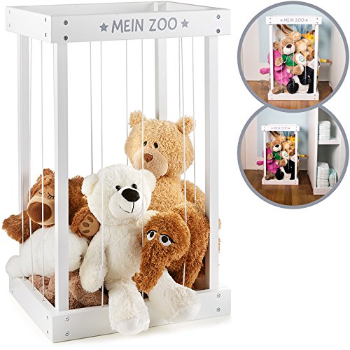 Plüschtier-Box zur Aufbewahrung von Kuscheltieren aus Holz (Weiß)