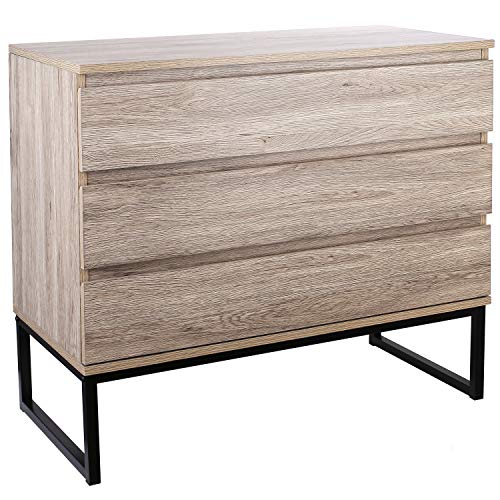 Homfa Sideboard Kommode Schubladenkommode Highboard Schrank Anrichte Beistelltisch mit 3 Schubladen dunkeleiche 80 * 39 * 70cm