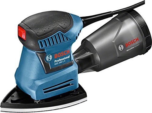 Bosch Professional Schwingschleifer GSS 160-1 A Multi (Microfilterbox, 3x Schleifblatt, 3x Schleifplatte, Lochwerkzeug, 1x Schraubendreher, L-Boxx, 180 Watt)