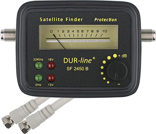 DUR-line SF 2450 B - Satfinder - Messgerät mit Gummi-Schutzhülle zur exakten Justierung Ihrer Digitalen Satelliten-Antenne - mit hoher Eingangsempfindlichkeit - inkl. F-Kabel und ausführlicher deutscher Anleitung
