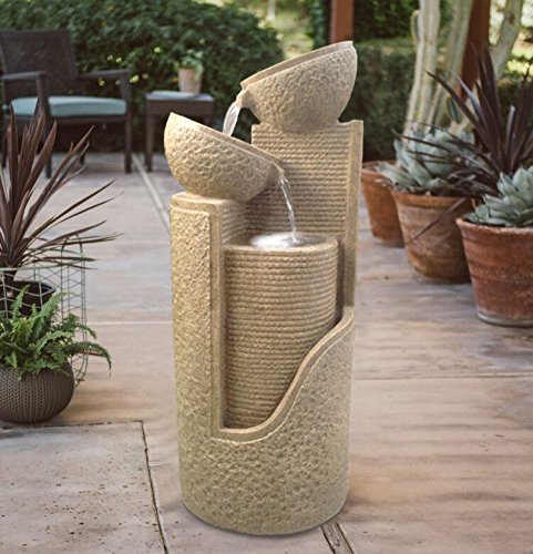 Solarspringbrunnen Solarbrunnen Dubai Garten Brunnen Kaskade Komplettset für Garten und Terrasse Tag und Nacht ! NEU