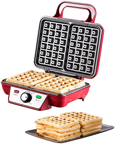 Rosenstein & Söhne Elektrische Waffeleisen: Waffeleisen für belgische Waffeln mit stufenloser Temperatur-Regelung (Waffeleisen mit Waffel-Backfläche)