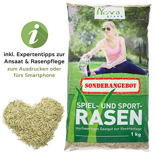 Premium Rasensamen für Sport- und Spielrasen 1kg = 40m² | dürreresistent, schnellkeimend, robust, tiefgrün | Ideal sowohl für Neuansaat und Nachsaat | Rasensaat Grassamen