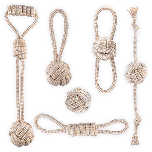 Hunde Spielzeug, Hergestellt aus Natürlicher Baumwolle Hunde Intelligenz Entwickeln Geeignet für Mittelgroße Hunde kleine Hunde Verschiedene Hundebälle Welpenspielzeug 6-teiliges Set