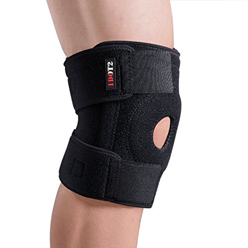 1DOT2 Kniebandage verstellbar rutschfest Knieschoner stabilisiert Meniskus Bänder Patella für Outdoor Sport Joggen atmungsaktiv Knieorthese Schmerzlinderung 31-45cm 12-17,72' schwarz