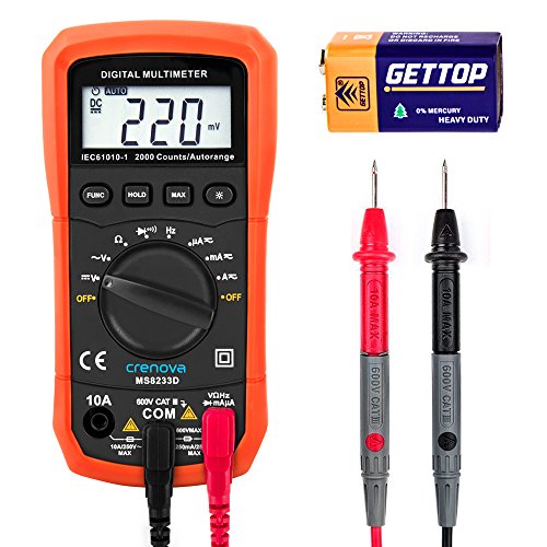 Digital Multimeter, Crenova MS8233D Auto Range AC Spannungsprüfer Tragbare Prüfvorrichtung Messung von Spannung Strom Widerstand Messinstrument mit Hintergrundbeleuchtung