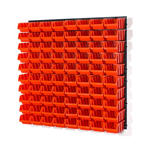 84 tlg Wandregal Lagerregal Stapelbox Gr.2 orange Regal Platten Werkstatt