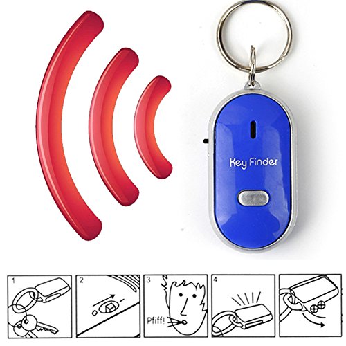 Bloomma Schlüsselfinder, LED-Schlüsselanhänger, Pfeife, Geräuschsteuerung mit An-/Aus-Schalter, Anti-Verlust-Alarm-Tracker für Familie, Zuhause, Kinder, ältere blau