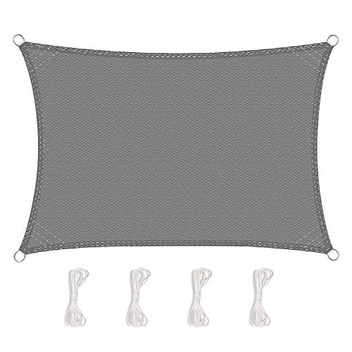 TOPLUS Sonnensegel Sonnenschutz Garten Balkon Wetterschutz wasserabweisend 2 * 3m Rechteckig 420D PES UV-Schutz für Garten Outdoor,grau