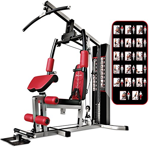 Sportstech Einzigartige 45in1 Premium Kraftstation HGX100/HGX200 für unzählige Trainingsvarianten Multifunktions-Homegym mit Stepper & LAT-Zugturm, Robuste Fitnessstation aus Eva Material für Zuhause