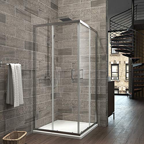 EMKE Duschkabine 90x90cm Eckeinstieg Duschabtrennung Nano Glas Schiebetür Duschtür Höhe 195cm
