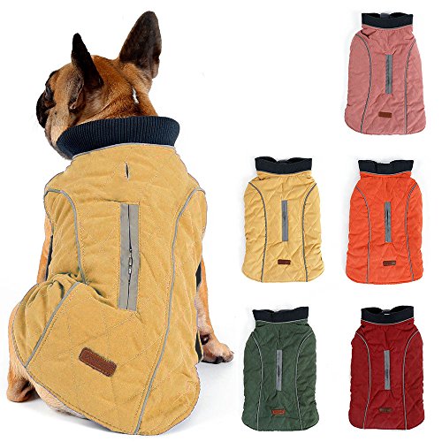 TFENG Reflektierend Hundejacke für Hunde, Hundemantel Warm gepolstert Puffer Weste Welpen Regenmantel mit Fleece (Gelb, Größe XS)