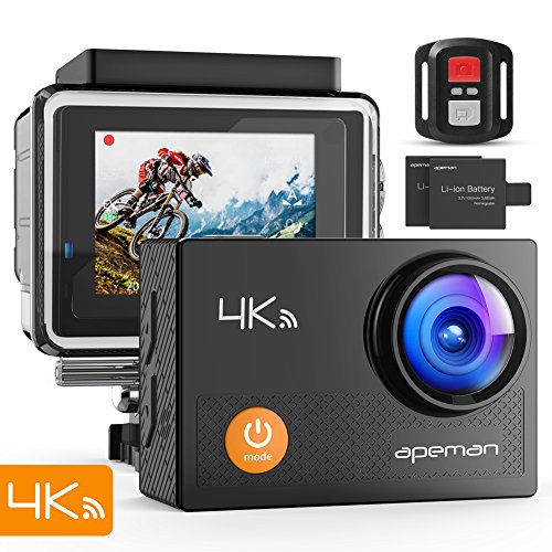 APEMAN Action Cam 4K WiFi Camera 16MP 30M Wasserdicht Unterwasser Kamera für Motorrad Fahrrad Reiten