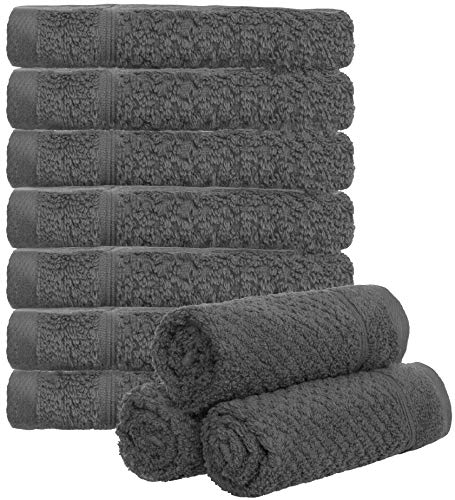 Brandsseller 10er Set Seiftücher Waschlappen Gästehandtücher Reiskornoptik Bad/Haushalt 30x30cm 100% Baumwolle 470 g/qm Anthrazit