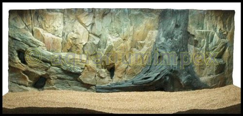 3D Aquarien Rückwand 120x60 Fels mit Wurzel