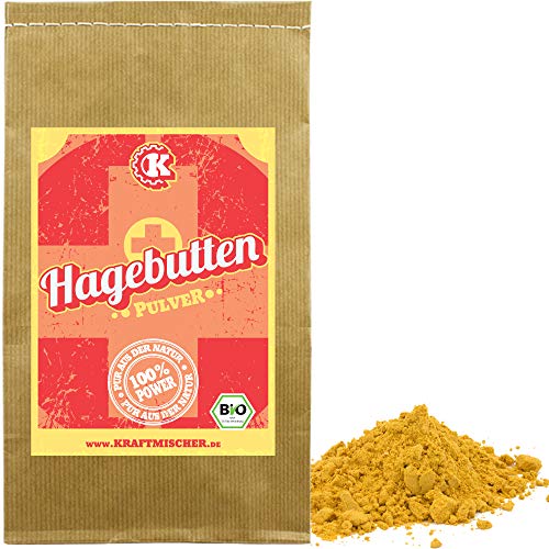 Bio Hagebuttenpulver (Rosa canina) - 1kg - [Testsieger 04.2018 und 02.2019]. Aus der ganzen Hagebutte - Rohkostqualität - 100% BIO (DE-ÖKO-007)