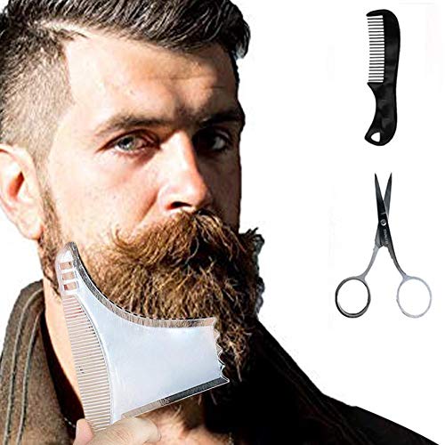 Juman634 Multiliner Bartformer-Schablonenkamm-Kit Transparent - Kompatibel mit Allen Bartschneidern mit Nasenschere mit Etui und Box-Schutzset