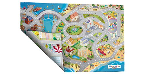 House of Kids – 94074 – Spiel-Teppich, Umkehrbar – Motiv: Straßen am Meer