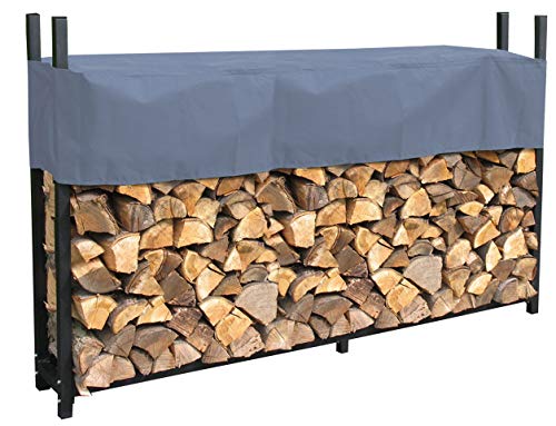 QUICK STAR Metall Kaminholzregal Anthrazit 200 x 25 x 115 cm Garten Kaminholzunterstand 0,8 m³ / 1 SRM Stapelhilfe Aussen mit Schutzhülle Grau