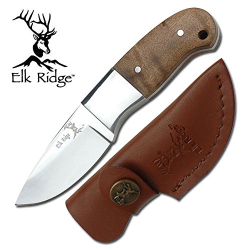 Elk Ridge Mini Hunter Blatt-Jagd-Messer Griff Wurzelholz + Lederscheide ER-111