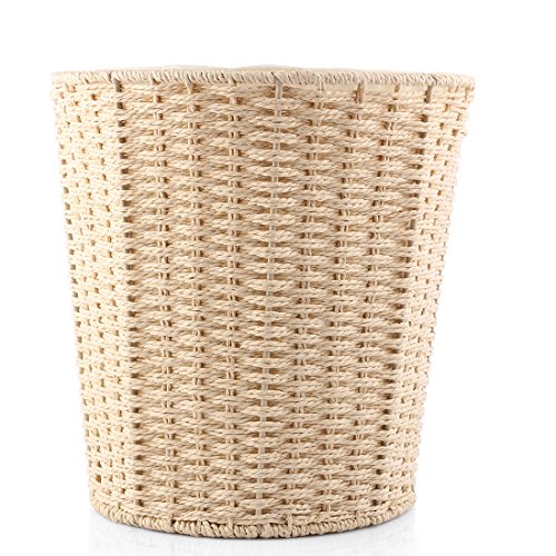 Searchyou - Rattan Gewebter Mülleimer - Papierkörbe Abfalleimer für Schlafzimmer Wohnzimmer - (Khaki)