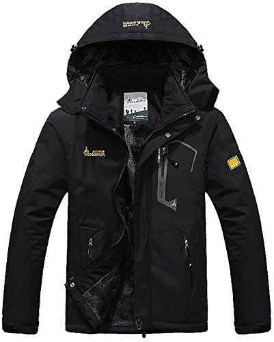 Outdoor Jacken Herren Ski Winddichte Jacke Leichte Atmungsaktive Arbeitsjacke Berg Wasserdicht Skateboard Parka Kapuzenjacke Winter Taktische Military Hoodies mit Reißverschluss Tasche Schwarz Black