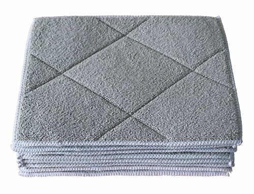 Gryeer Bambus und Mikrofaser-Spültücher mit Schwamm Pad, weich und super saugfähige Küchen Reinigungstücher, 20x25cm, 6er Set, Grau