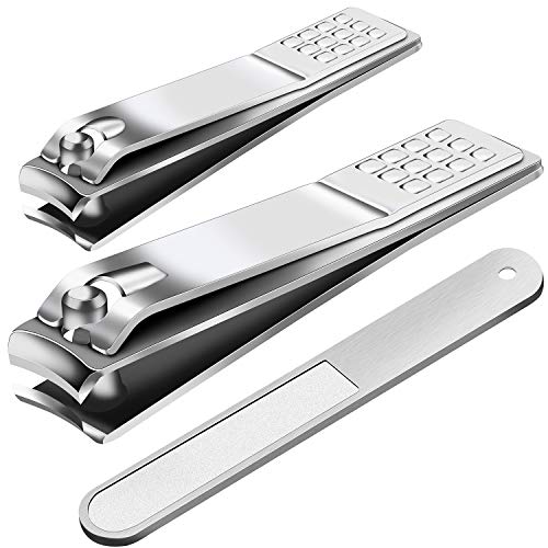 Blukar Nagelknipser Set, [2 Stück] Edelstahl Nagelschneider Nagelknipser Set mit Nagelfeile und Büchse, Scharf und Rostfrei Clippers für Finger- und Fußnägel