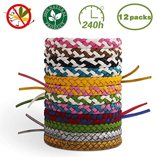 T98 Mückenschutz Armband, Mückenarmbänder Mücken Armband 100% natürlicher Pflanzenextrakt 12 Stück Moskito Armband Geeignet für Erwachsene und Kinder für Camping Klettern Schlafzimmer Grillen