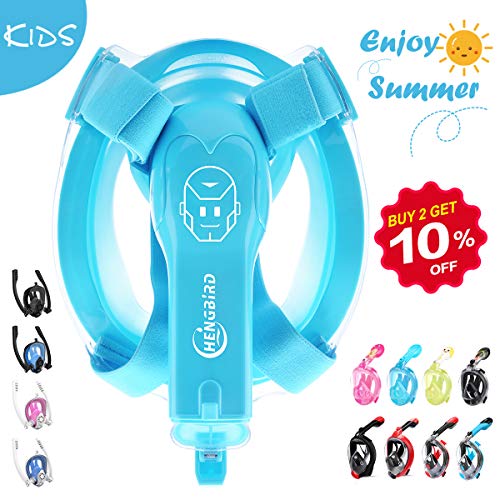 HENGBIRD Tauchmaske müheloses Atmen mit Antibeschlag Schwebenball-Antileckage Silikon-Dichtlippe 180° Sichtfeld Aktivgopro Halter Schnorchelmaske für Kinder Erwachsene