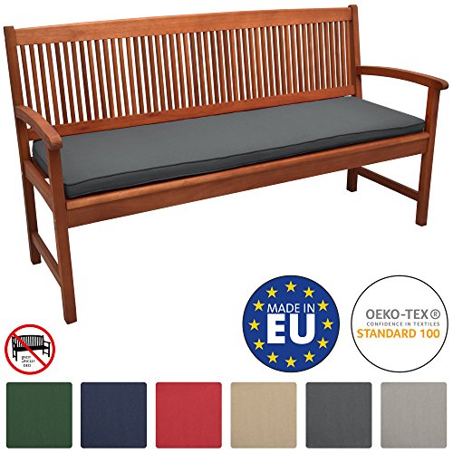 Beautissu Loft BK Bankauflage Auflage für Gartenbank Sitzkissen 100x48x5 cm Graphitgrau Polsterauflage mit Oeko-Tex weitere Farben & Größen