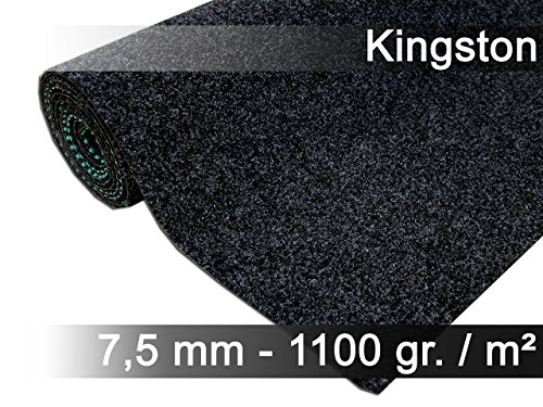 exteriortrend Komfort Kunstrasen Rasenteppich mit Noppen Kingston Anthrazit Mix in 19 Größen