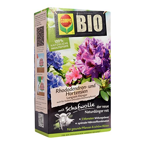 COMPO Bio Rhododendron Langzeit-Dünger für alle Rhododendren und andere Morbeetpflanzen, 5 Monate Langzeitwirkung, 2 kg