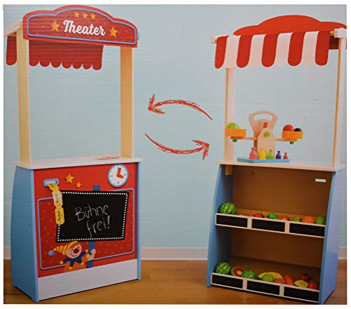 Playland Kaufladen Marktstand Puppentheater Kaufmannsladen aus Holz Kasperletheater 112cm