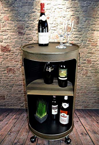 Livitat Minibar Hausbar Regaltonne Ölfass H80 cm Industrie Look Rost Loft Vintage LV5055