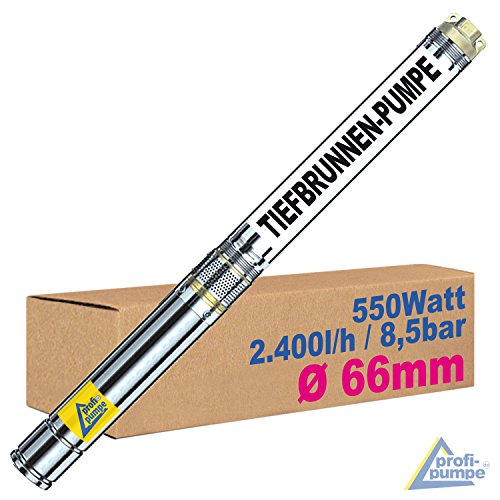 Amur TIEFBRUNNENPUMPE BRUNNENPUMPE TAUCHPUMPE 2,5 ZOLL - Brunnen-Star-550 Watt - Die SCHLANKE TAUCH-DRUCK-PUMPE mit hoher Leistung! (550 Watt)