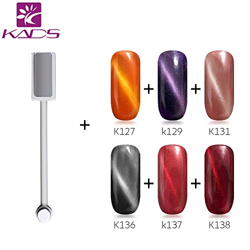 KADS Cat eyes UV nagellack Clavuz Katz augen shellac set Nail Gel Polish soak off Nagelgel,6 Farben Geschenk Kit,1x Magnet