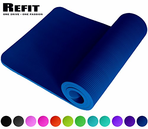 ReFit Fitnessmatte in Blau Blue | 1.5 cm | rutschfest | gelenkschonend | EXTRA dick und weich | Maße 183 cm x 61 cm x 1.5 cm | mit praktischem Trageband |