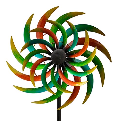 WINDRAD °ART FERRO ° SONNE ° METALL° WINDSPIEL° GARTENSTECKER° 42 x 16,5 x 170 cm