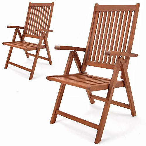 Deuba 2er Set Gartenstuhl Klappstuhl Hochlehner Vanamo aus Eukalyptus Holz - Klappstühle Klappsessel Gartenmöbel Set